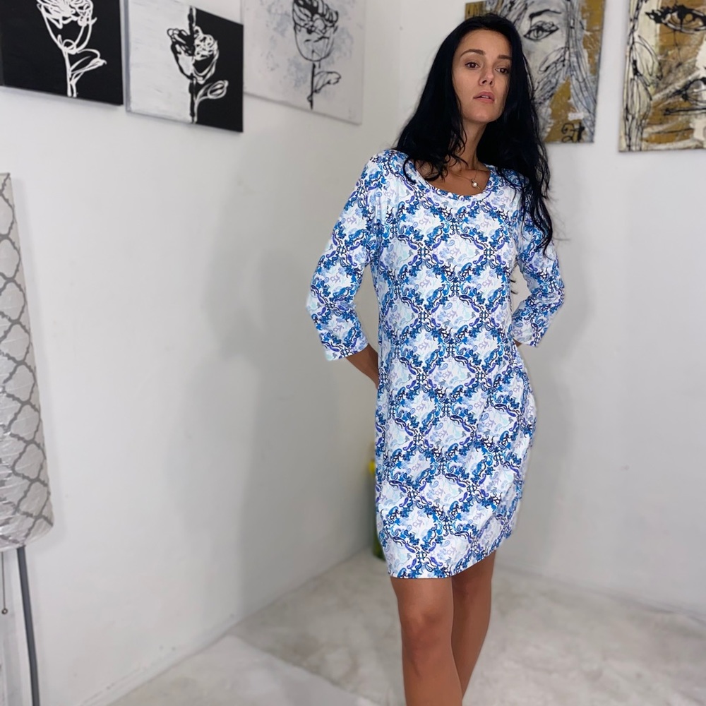 White and blue Dress